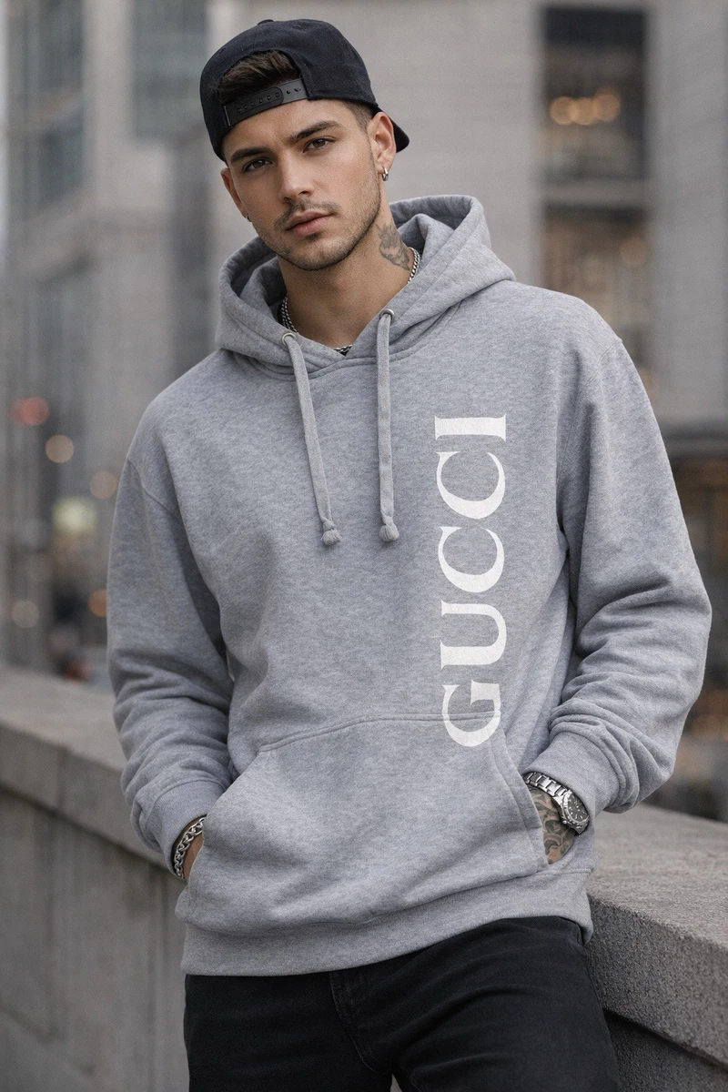 Cotton Sweatshirt Gucci Logo Hoodie White Gucci Ivory Cotton Logo