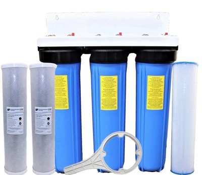 Big Blue 3 Stage Whole House System Water Filter 20'' Sediment and Carbon NSF