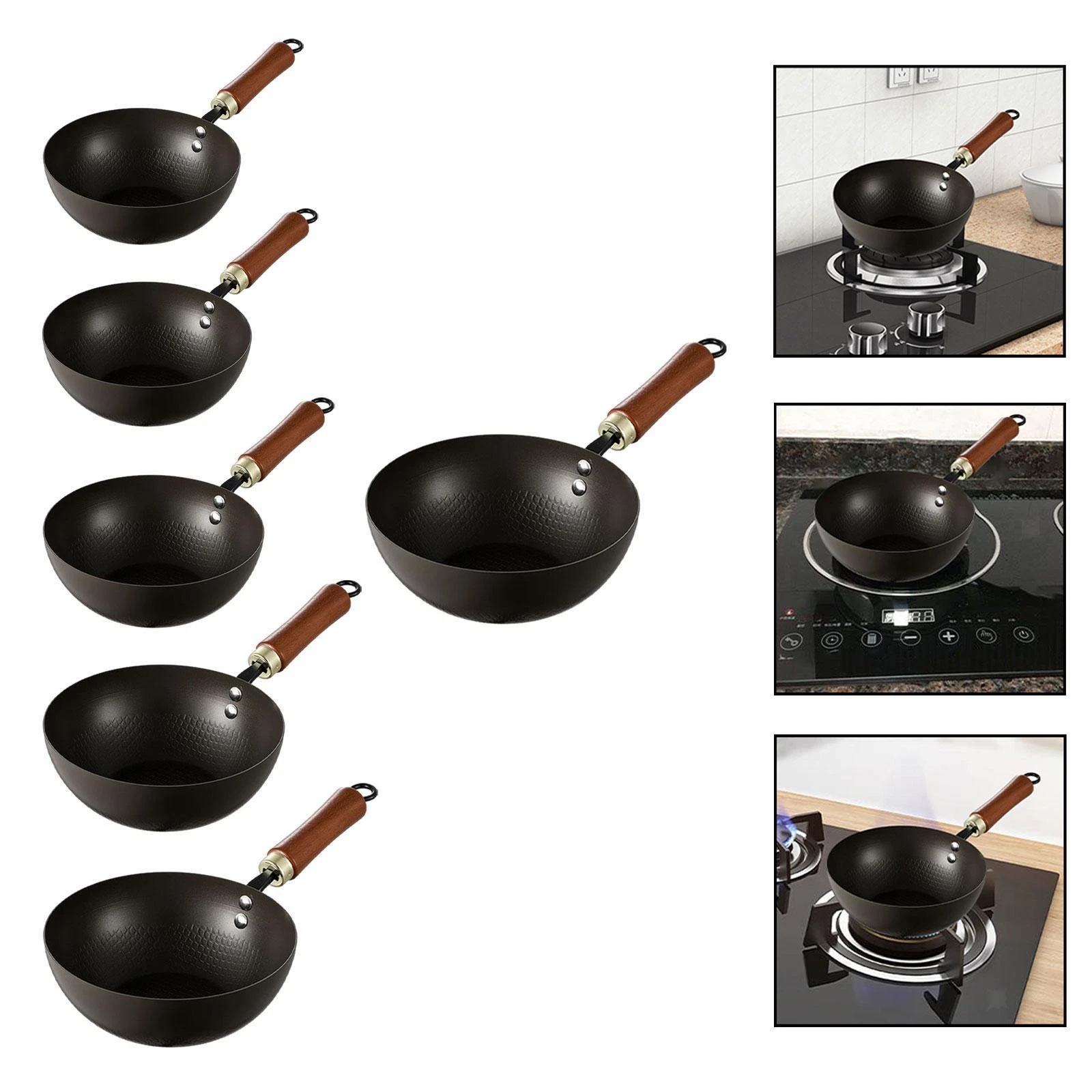 Nonstick Fry Pan Gas Induction Cooker with Hanging Hook Multipurpose Frying Pan