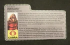 Overlord File Card 1989 Gi Joe Vintage DC