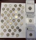 (Lot of 43) Seated Liberty Dimes 90% silver 1838-1891, 3 Graded, CC, See Photos