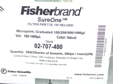 Fisherbrand SureOne Filter Pipette Tips 02-707-480 Qty 560 (2stacks of 5 inserts