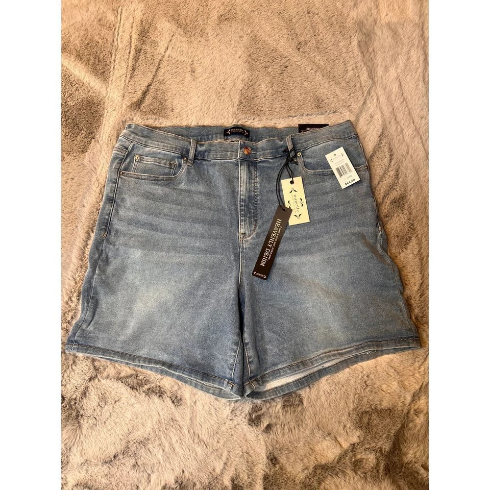 Pantalones Cortos Jean Bermudas Nanette Lepore Heavenly Denim Lavado Ligero Tiro Alto Talla 20W Foto 2 de 4