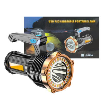 Waterproof USB Rechargeable LED Flashlight Searchlight Portable Gift Box US Lamp
