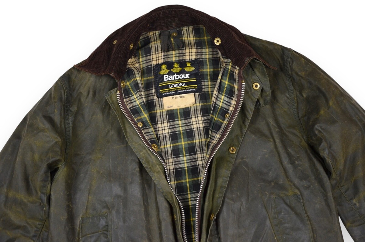 Men's Barbour Border Jacket Vintage Wax Green A200 England