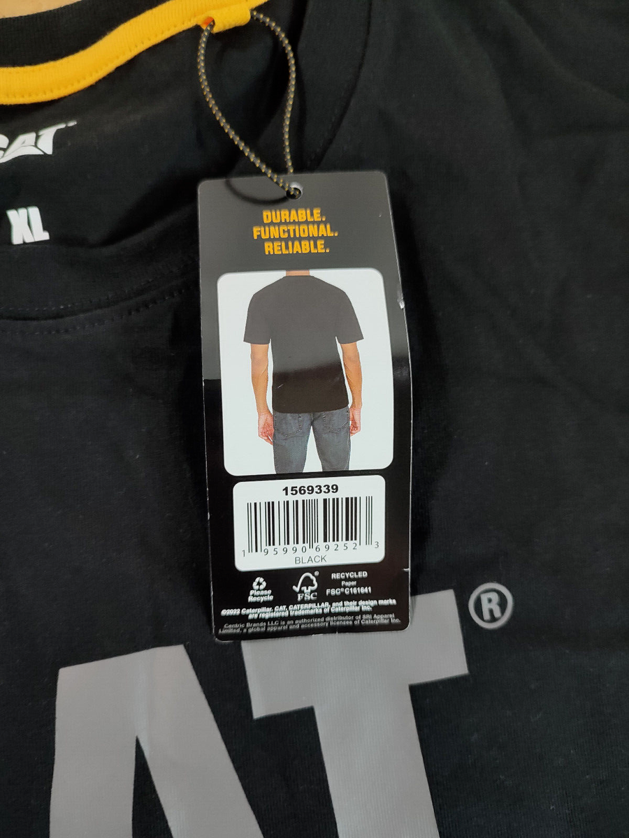 Men's Caterpillar 100% Cotton Short Sleeve Graphic Relaxed T Shirt XL Black