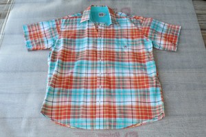 orange and blue button down