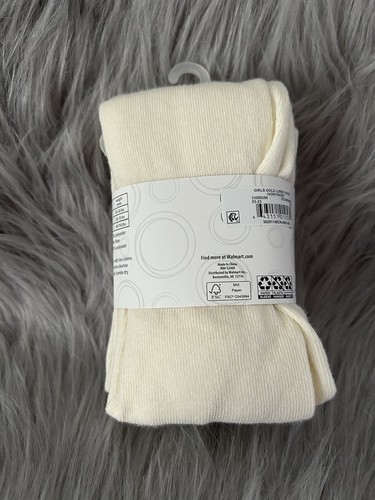 Wonder Nation Footed Tights Girls Size Small 2 Pack White Gold Dress Bottoms NEW - Picture 3 of 4