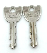 2 Vintage Keys Master Lock Cut Appx 1-13/16” Industrial Replacement Padlocks