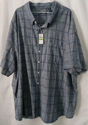 NEW Mens Izod Twilight Blue Button Front Short Sleeve Shirt 5XL 