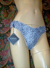 NWT Zaful Womens White/black Print Bikini Cheeky High Cut Swim Bottom Panty S