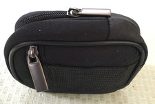 Small Padded Zippered Pouch / Case w/ Belt Loop  Neck Strap 4  x 3    Black  NEW