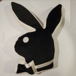 PLAYBOY Bunny shaped pillow black white tuxedo plush stuffed 2004 rabbit head | eBay