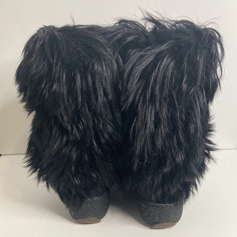 Pajar Boots Women 40 US 8.5 Black Goat Hair Fur Apres Ski Eclectic Made in Italy Foto 4 de 4