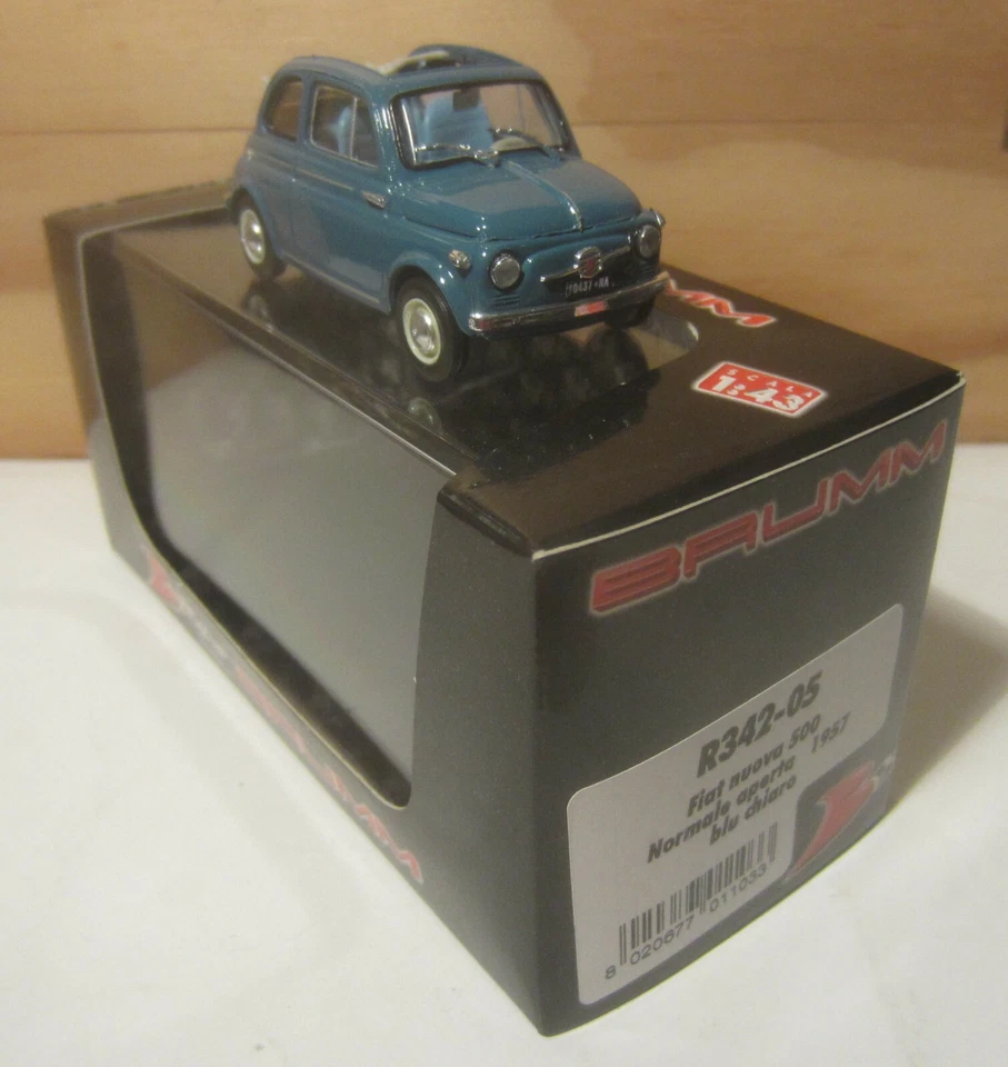 1528. BRUMM R342-05 Fiat Nuova 500 Economica Blu chiaro/Light blue Aperta/Closed - Immagine 3 di 4
