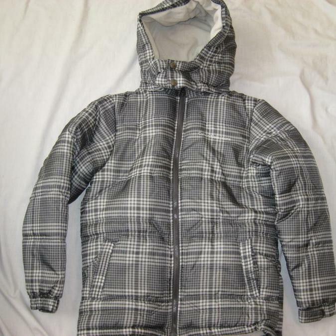 CALVIN Columbus Mall KLEIN boys kids Large 16 coat Los Angeles Mall poly gray plaid 18 filled