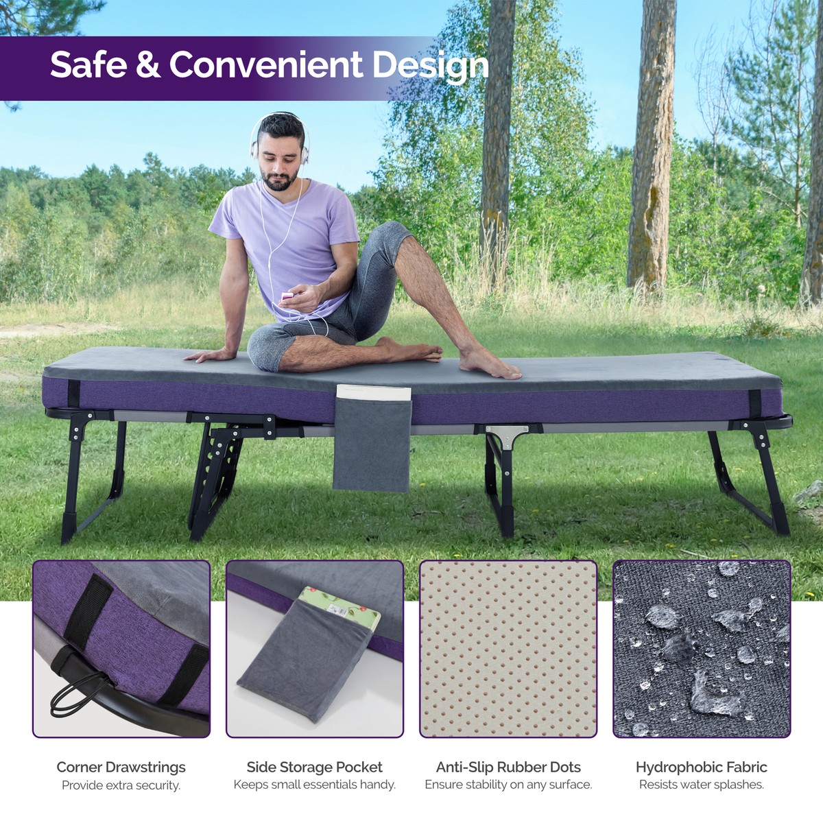 Materassino Da Campeggio Pieghevole Jamdok - Dimensioni 190x75 Cm, Imbottitura In Cotone, Portatile