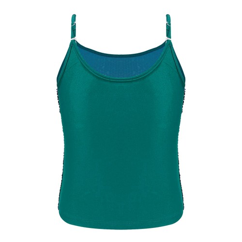 Kids Girls Sequin Dancing Vest Shiny Stretchy Tank Adjustable Straps Tops - Picture 33 of 57