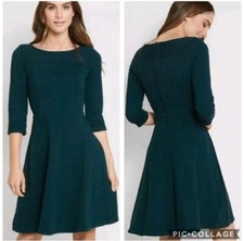 Modcloth Braid My Entire Day Fit  Flare Dress in Teal Green