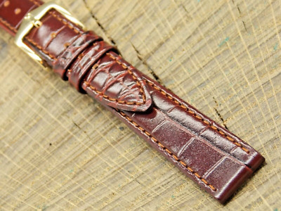 Vintage Watch Band Hirsch Amon Croco Grain with Gold Tone Buckle NOS Unused 14mm