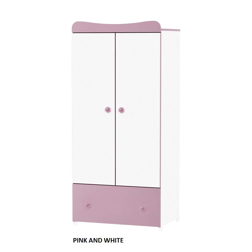 Baby 2 door wardrobe Lorelli Exclusive with one drawer in various colour combos - Image 4 of 4