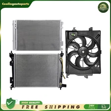 Radiator & Condenser & Cooling Fan Assembly For 2012-2013 Hyundai Accent Kia Rio