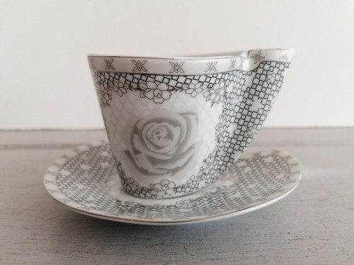 Tazza e piattino caffè espresso demitasse vintage collezione argento 24 ct Milano - Foto 14 di 15