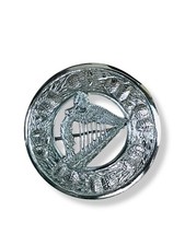 Scottish Harp Badge Brooch Chrome Finish Fly Plaid Brooch