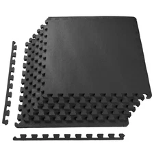 Puzzle Mat with EVA Foam Tiles- 1/2" Thick 24 Sq Ft Black,Ideal for MMA/Exercise