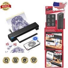 M08F Tattoo Stencil Printer: Wireless Bluetooth Portable Thermal Printer w/ A...