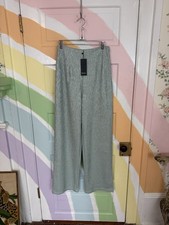 NWT Nasty Gal Plisse High Waist Wide Leg Trousers in Mint Sz 4 💚🍄