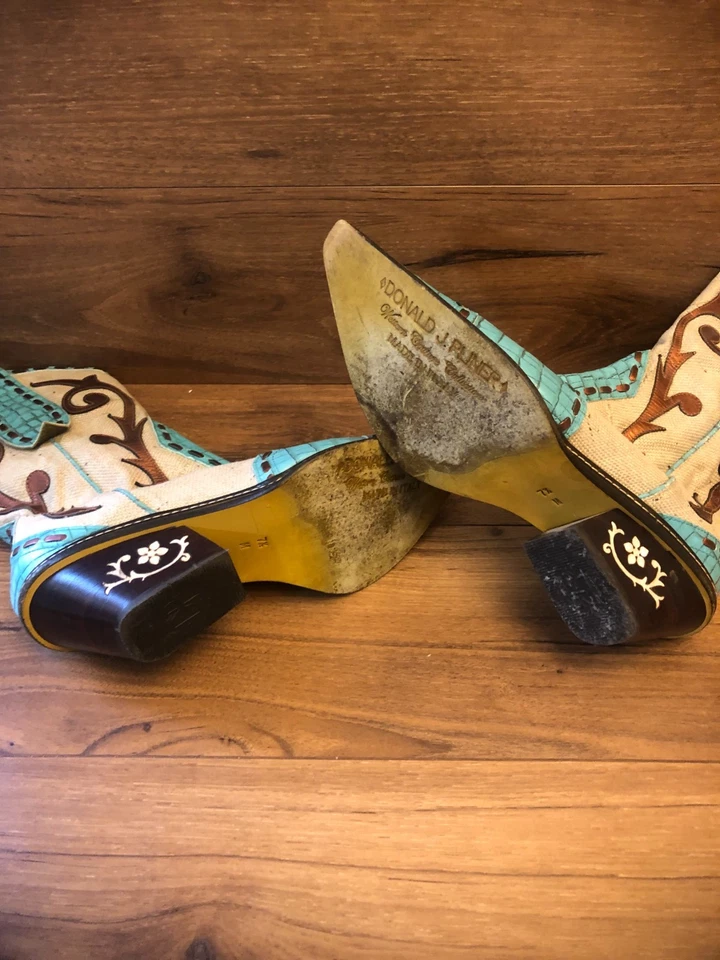 Donald J. Pliner Coleção Cowboy Couture Botas Altas Western Turquesa Tamanho 7M - Imagem 4 de 4