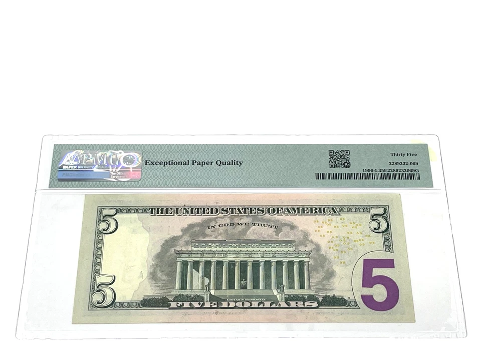 2013 $5 Five Dollars, FEDERAL RESERVE NOTE San Francisco COLOR,'PMG 35 CVF (#48) - Image 2 of 2