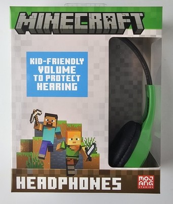 Minecraft Kids' Safe Headphones Green and Black Ages 2 to 8 Years Old-New Item 