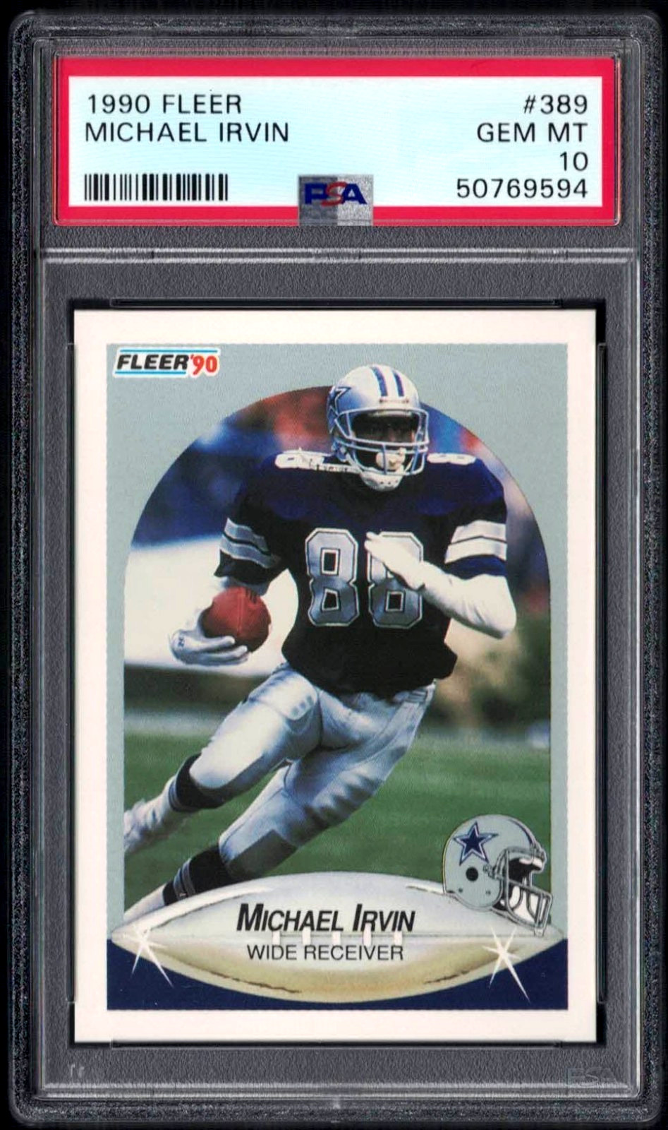 1990 FLEER #389 MICHAEL IRVIN HOF - DALLAS COWBOYS - PSA 10 GEM MINT  #50769594