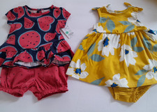 Carter  s Baby Girl Outfit Lot 0-3M 3M 2 Sets Cotton Summer Dresses NWT