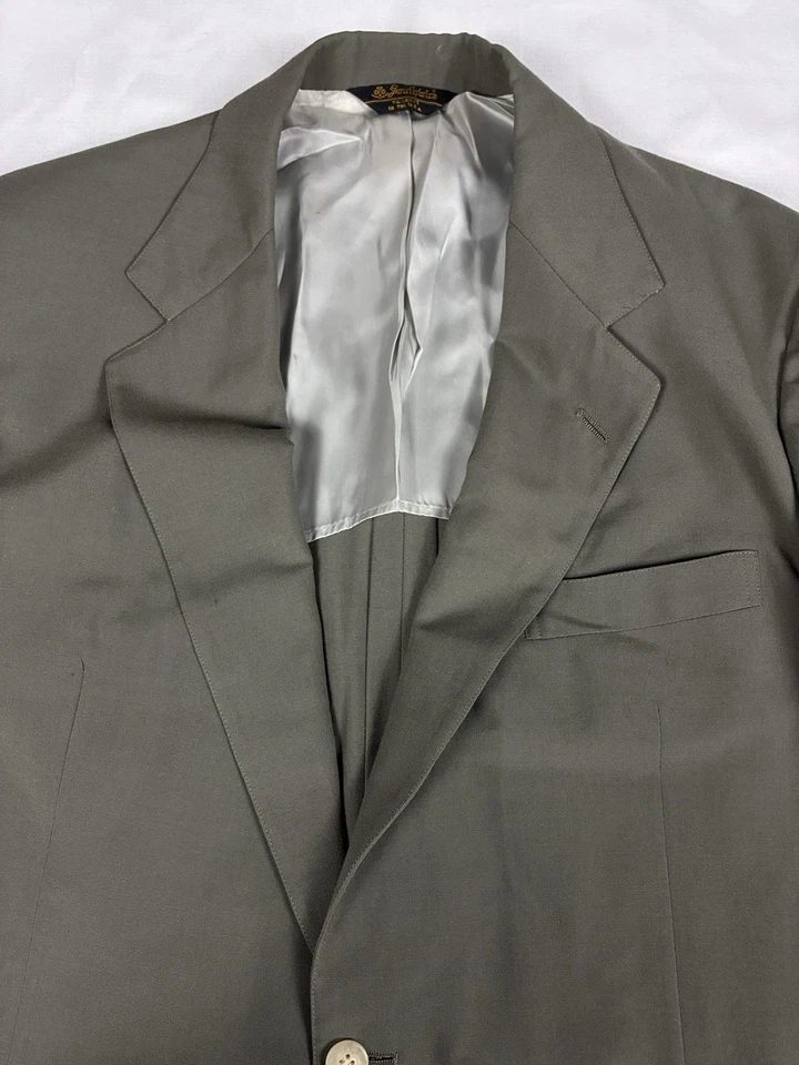 Traje ligero de verano verde Southwick años 70 de colección MiUSA Union etiqueta solapas anchas 43R 36W Foto 4 de 4