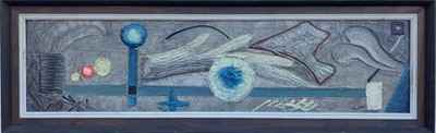 Ölbild Abstrakte Komposition Danish Mid-century Moderne Kunst Sixties 130x40cm 