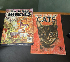  2  VINTAGE-HOW TO DRAW HORSES A SIMPLE WAY  HOW TO DRAW CATS by WALTER FOSTER