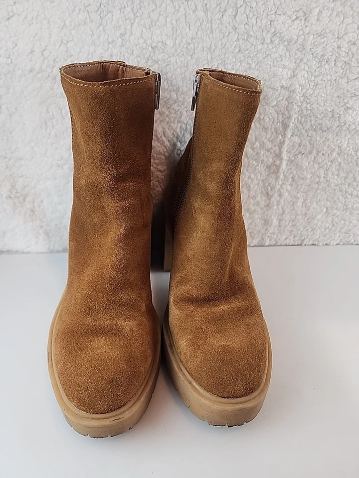 Dolce Vita Mujeres Botas 7M Marrón Gamuza PullOn Tacón Bloque Botines Zapatos Foto 3 de 4