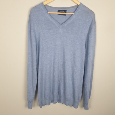 Charles Tyrwhitt Pullover Herren Large blau 100% extrafeine Merinowolle V-Ausschnitt