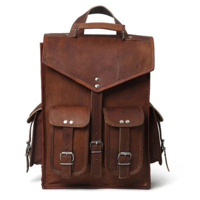 Leather Export Bag Goat Genuine Travel Men's Brown Laptop Rucksack Vintage