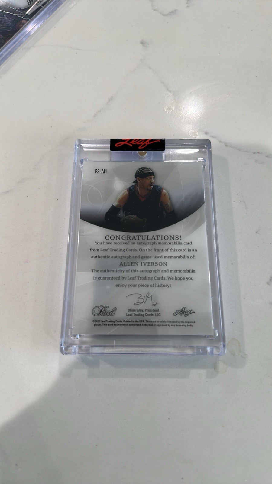 2022 Pearl PARAGON SIGNATURES GAME USED 3clr patch Allen Iverson AUTO  2/2  view 2