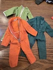 Vintage GI Joe 1960s Clothing - 3 Jumpsuits Green,  Orange *Need Repairs*seePics