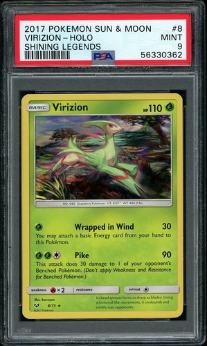 2017 Pokemon SM Shining Legends Virizion Holo #8 PSA 9 MINT