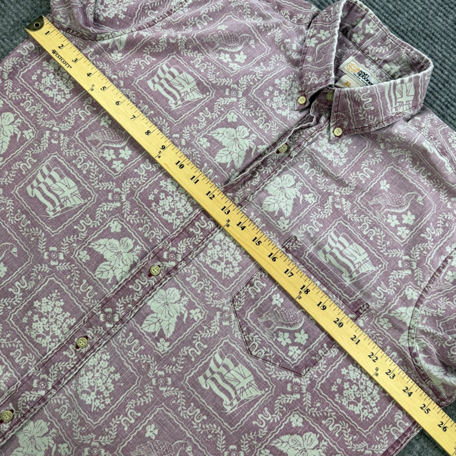 Reyn Spooner Mens XL Purple Hawaiian Flag Nene Goose Reverse Print Shirt USA image 9