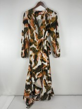 Lumie Tropical Floral Cascading Wrap Dress Womens Size S 