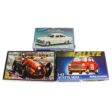 Lindberg Heller Smer Ford Tudor Austin Mini Alfa Romeo Model Car Kits 3P Lot