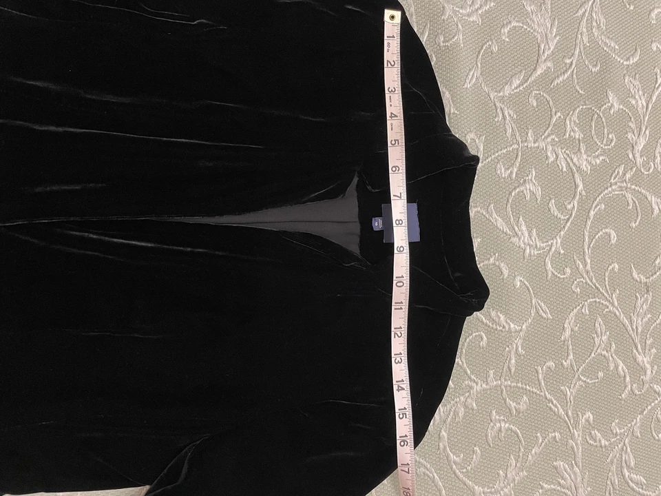 Blazer Gap Mujer 10 Negro Terciopelo Mezcla Seda Un Botón Forrado Chaqueta Elegante Foto 4 de 4