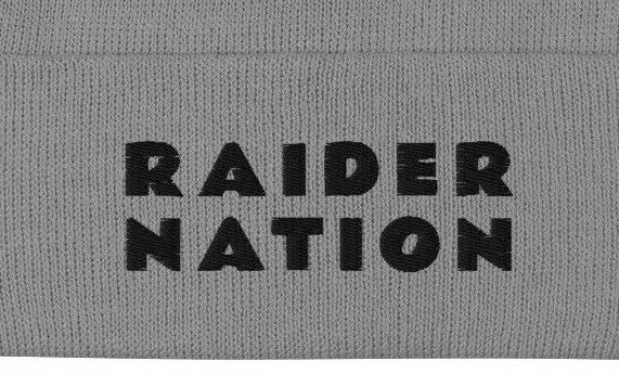 RAIDER NATION Embroidered Beanie Black letters, Unisex, 12" length one size fits